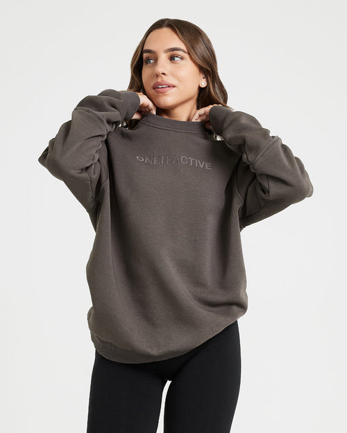 Oner Modal Classic Lounge Oversized Crew Neck | Deep Taupe